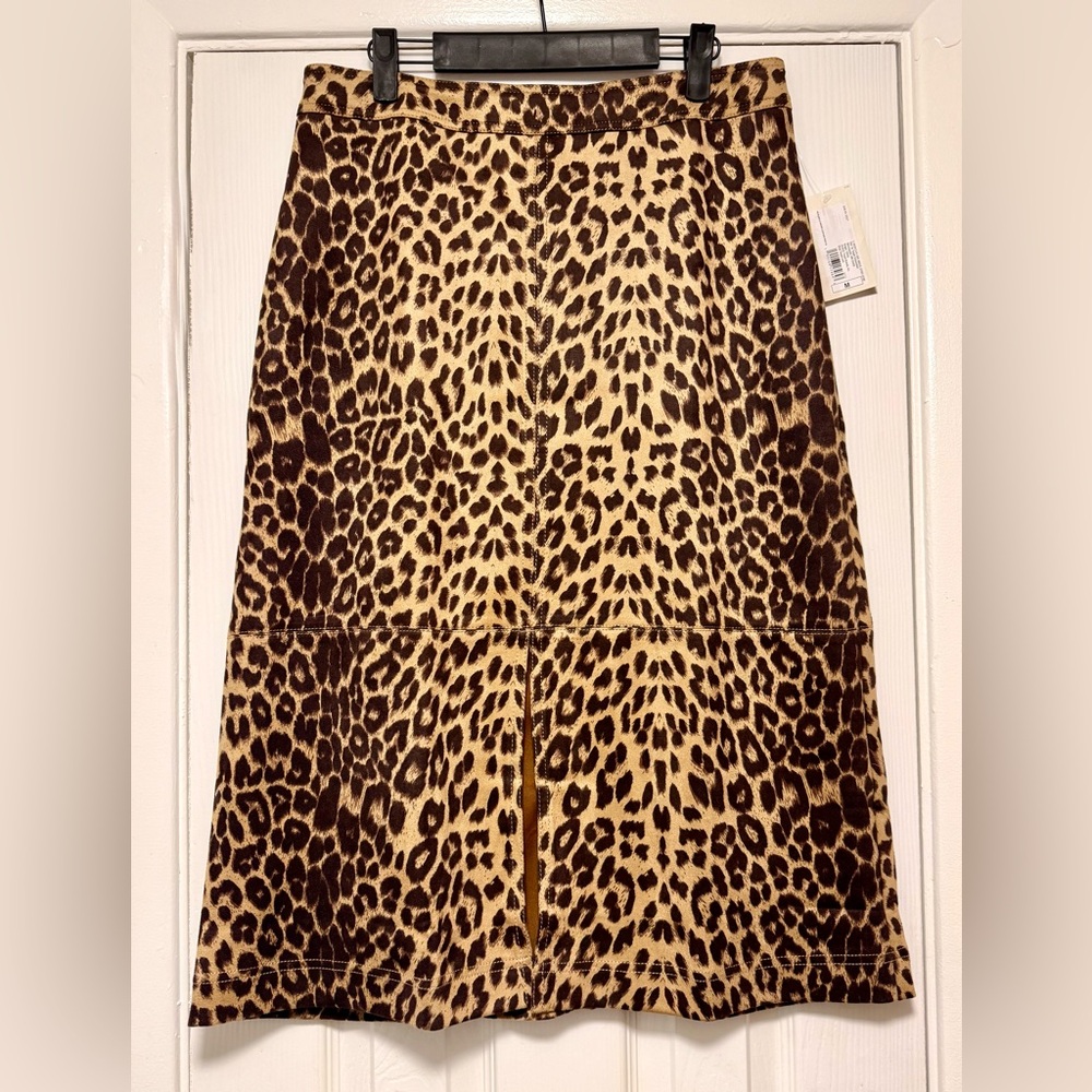 Faux Suede Leopard Print Pencil Skirt